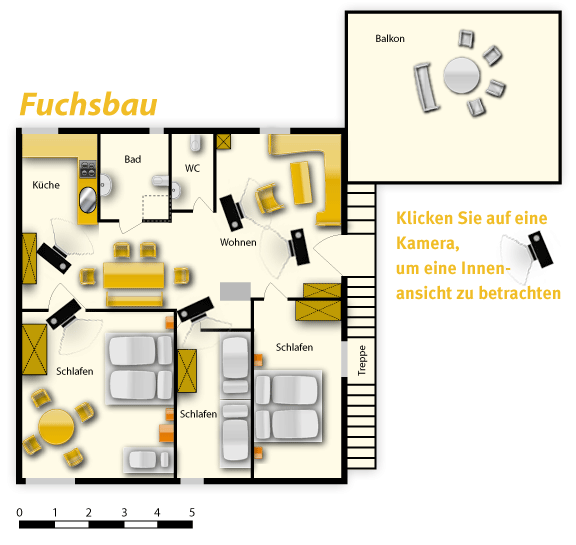 Grundriss der Ferienwohnung Fuchsbau auf dem Ferien-Bauernhof Johannsen in Nonsfeld in der Nähe von Kappeln